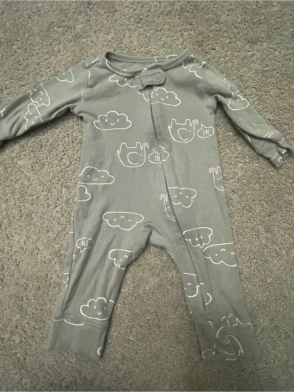 Carter's Blue & Gray Baby One-Piece Footies - 3 Pack